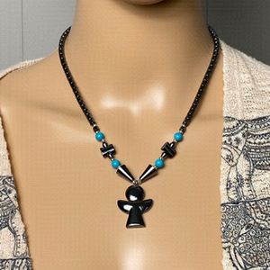 UNIQUE Angel necklace with turquoise stones 18"